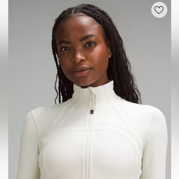 Lululemon Cropped Define Jacket zip up Ribbed Nulu Shine Off white 12 L - Picture 6 of 15
